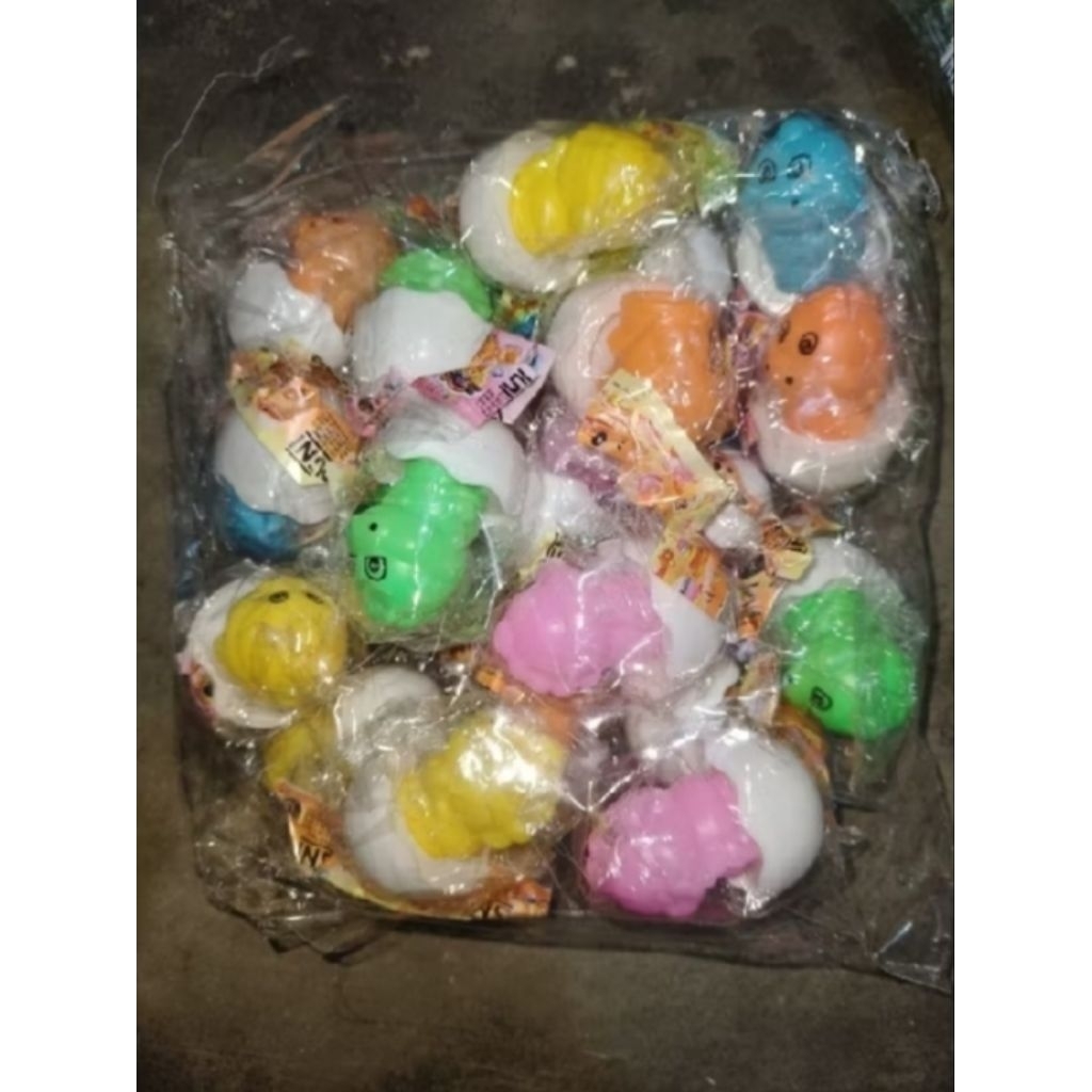 20pcs Mainan Telur Goyang Dino Warna Warni Kemasan