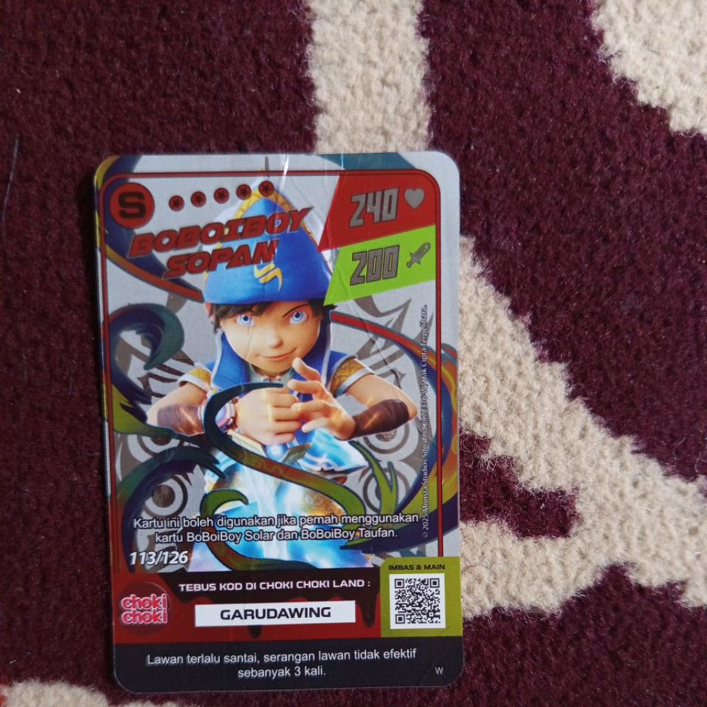 kartu boboiboy sopan