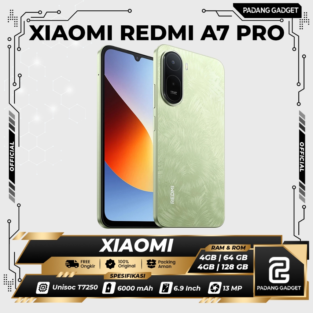 Xiaomi Redmi A7 Pro 4/64 & 4/128 GB | HP Original Batrai Besar 6000 mAh | Android 16 6.9" 120 Hz |