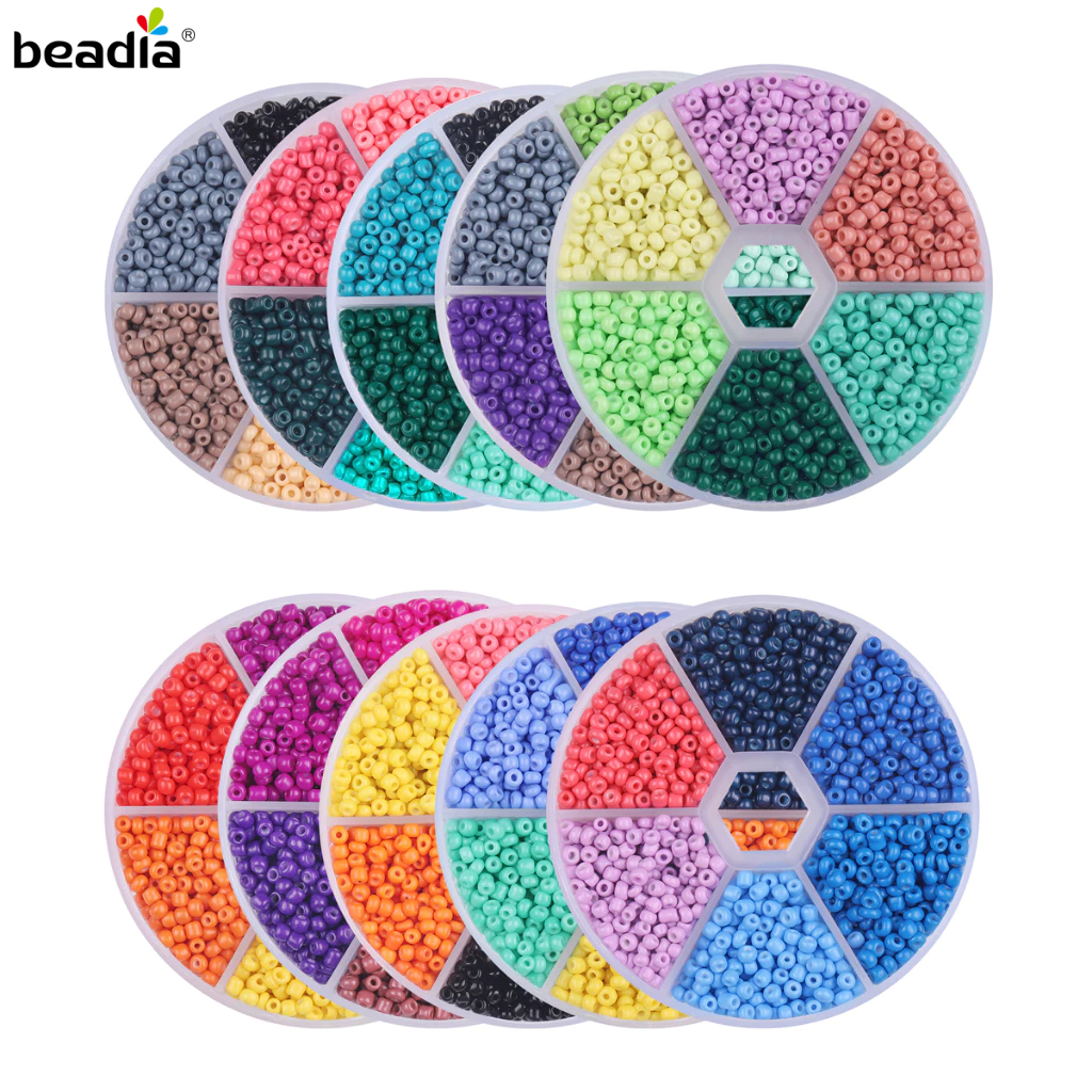 Beadia Manik Kristal 3mm Warna Warni 500Pcs - Manik Gelas untuk DIY Kalung Gelang, Beads Loose & Sia