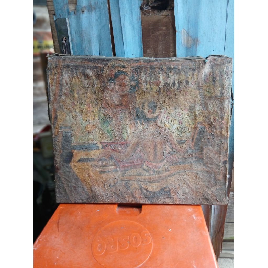Lukisan penari bali harus dipigura ulang 475rb jadul antik vintage lawas kuno  display dianggap mati