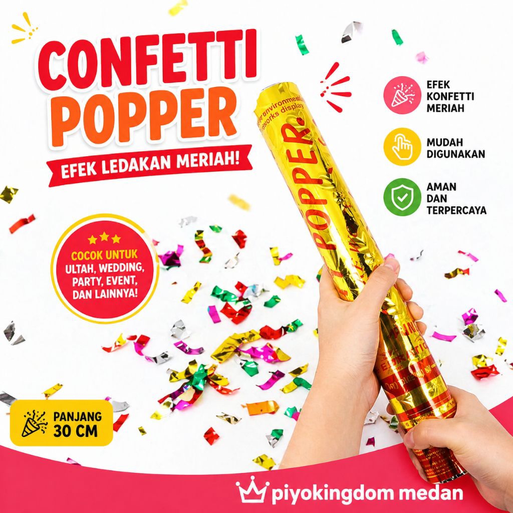 Party Popper | Confetti Warna Warni | Semburan Kertas Pesta Ulang Tahun Wedding Tahun Baru