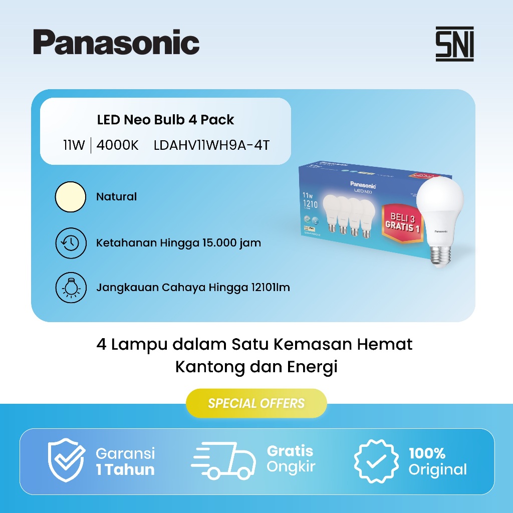 Panasonic LED Bulb Neo In-House 11W, 4000K - LDAHV11WH9A4T