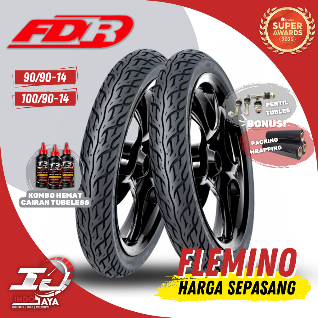 [PAKET MURAH SEPASANG] BAN FDR FLEMINO TUBELESS (90/90-14 & 100/90-14) FLEMINO / BAN LUAR MOTOR MATI