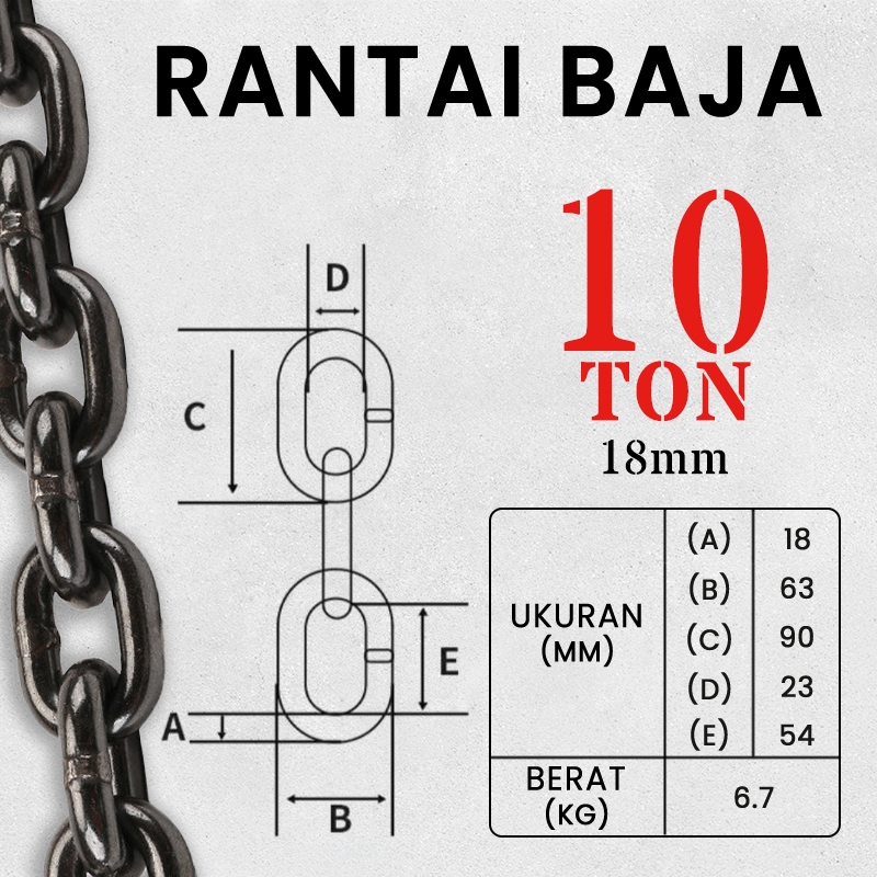 Load Chain / Rantai Baja G80 - 18 mm