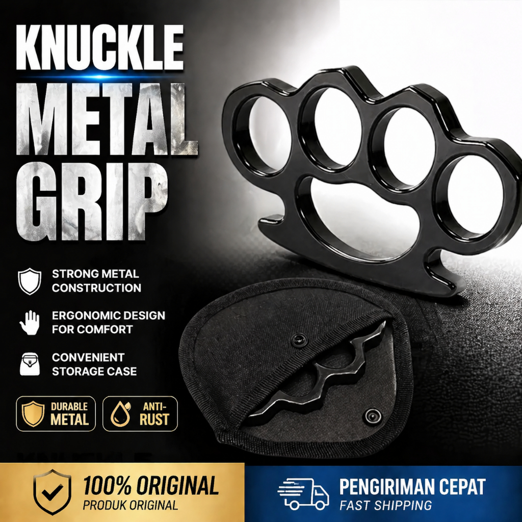 Knuckle Grip Metal Besi untuk Boxing & Beladiri, Bonus Sarung, Perlindungan Jari Tangan Indoor & Out