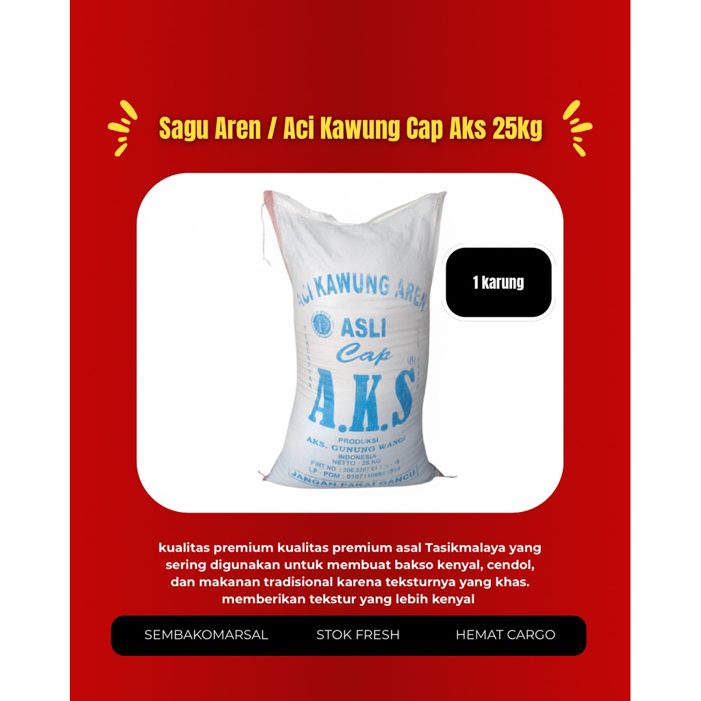 Grosir Satu Karung Tepung Sagu Aci Kawung Aren Cap AKS 25kg Istimewa Untuk Bakso Dan Cendol