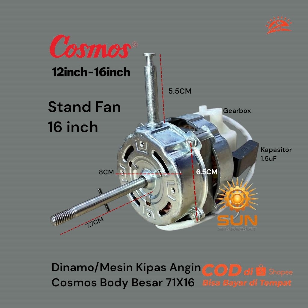 Dinamo/Mesin Kipas angin Cosmos body besar 71X16 Stand Fan Kipas 16inch/Kipas berdiri