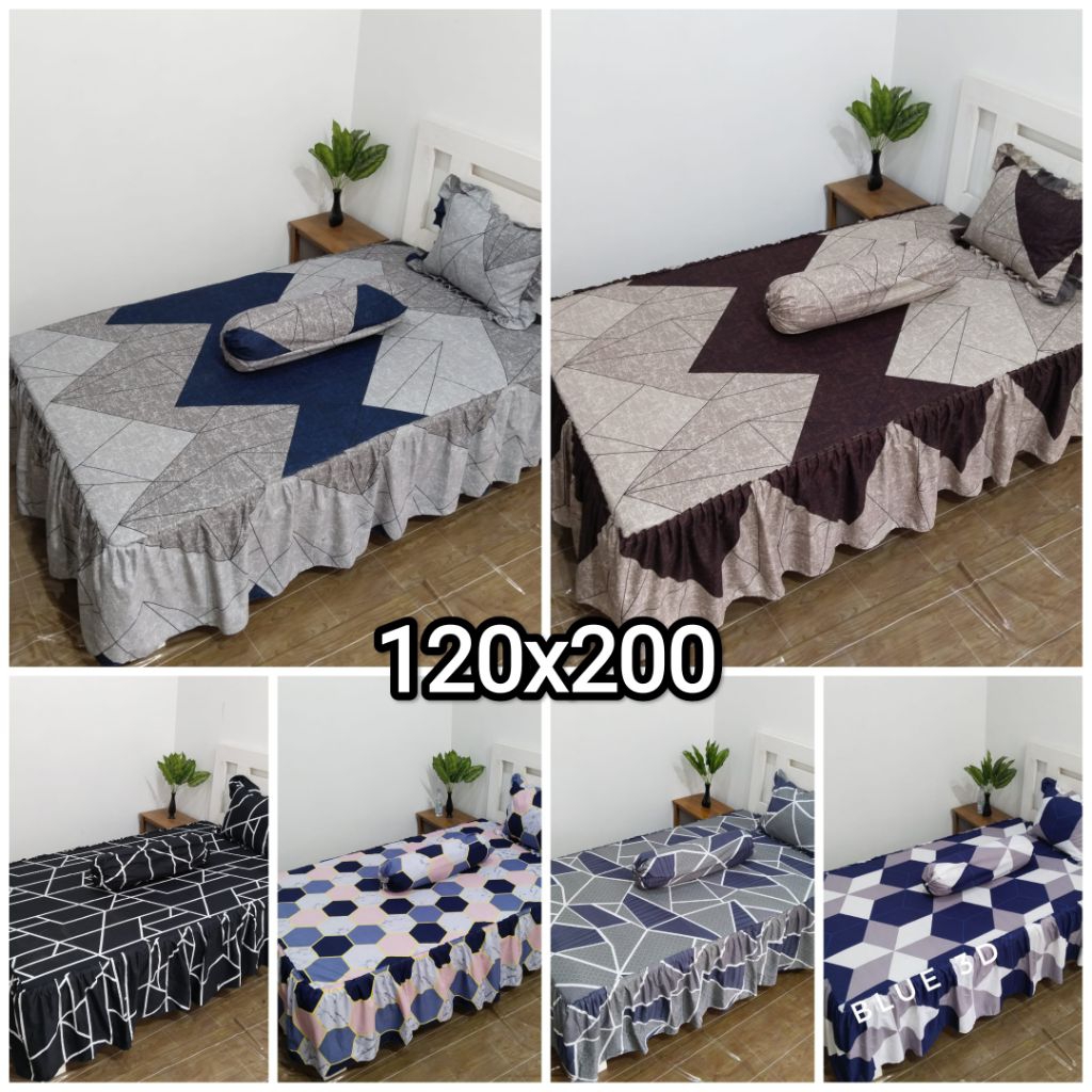 Sprei Rumbai Kasur Ukuran 120x200 Motif Karakter/Dewasa Sarung Bantal Sarung Guling