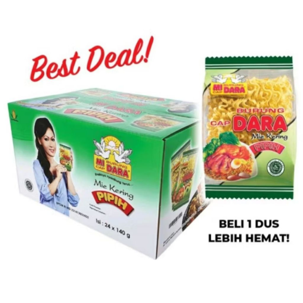 1 Dus Mie Burung Dara Pipih 24pcs x 140gr