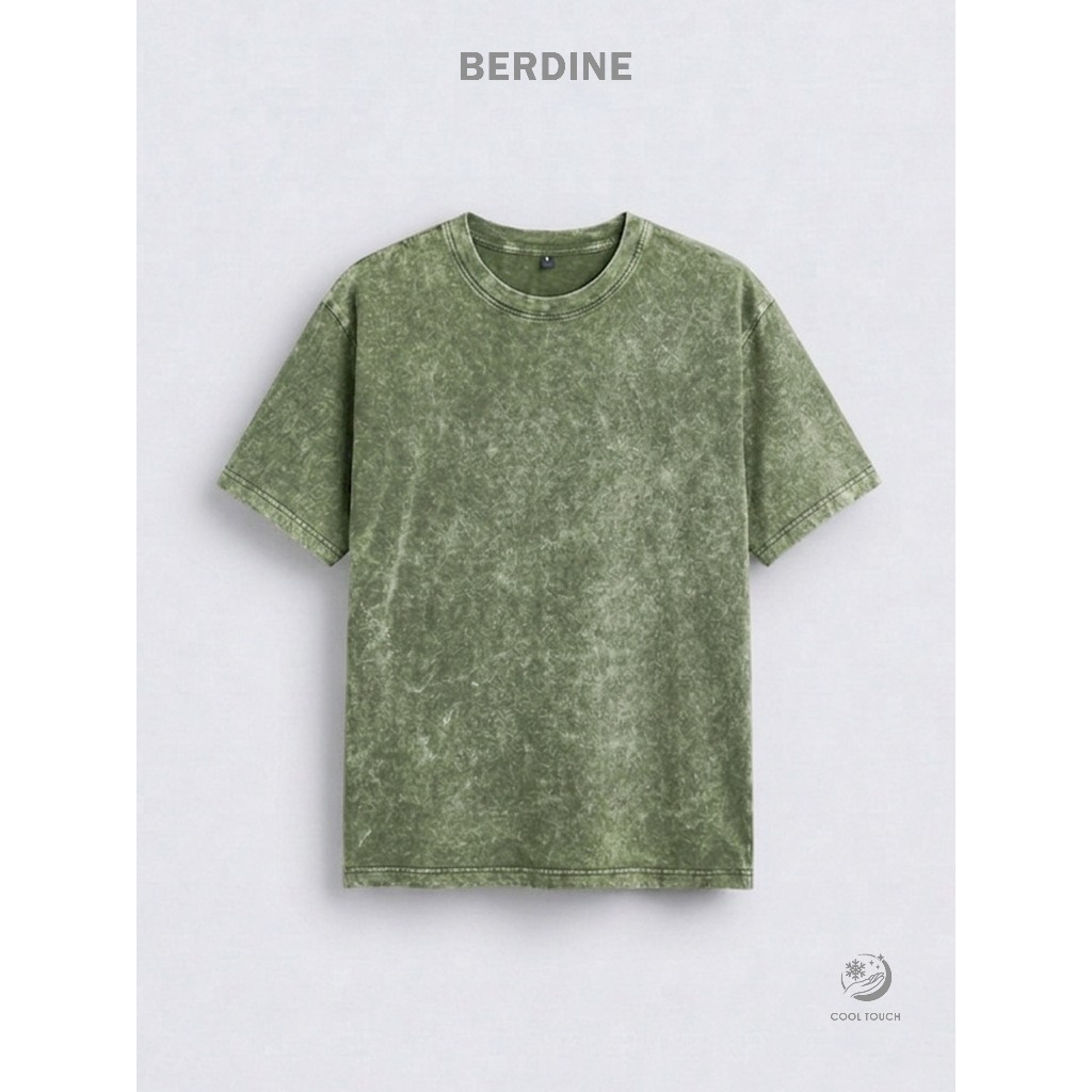 Berdine Kaos Washing T-Shirt Polos | MOSS OLIVE | Cool Touch