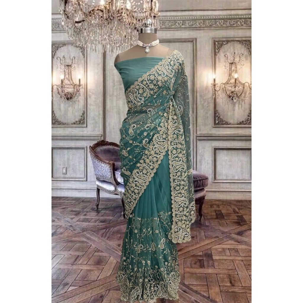 Sari India mewah gradasi dua warna