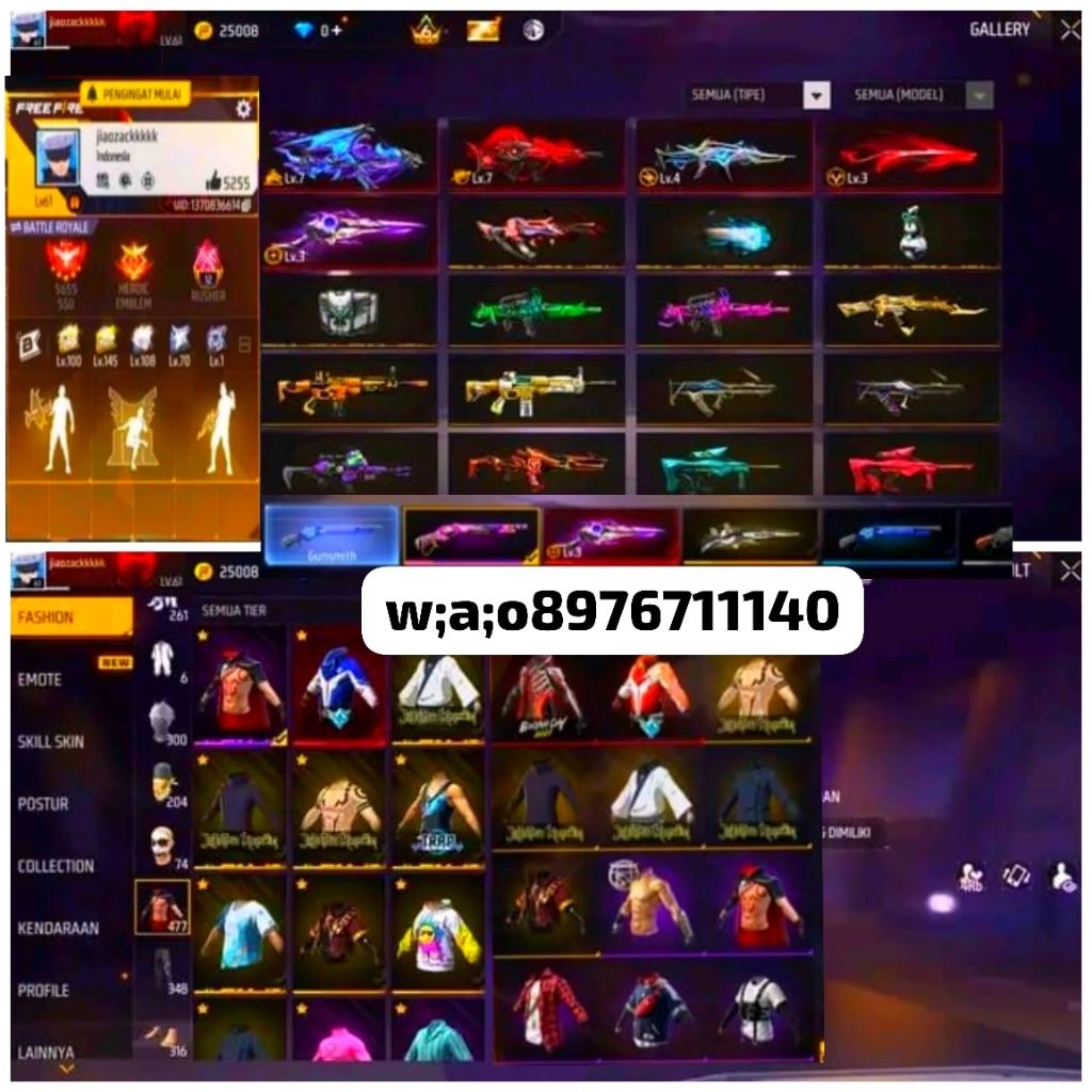 Akun free fire FF bayar di tempat SG on max on terbaru terlaris