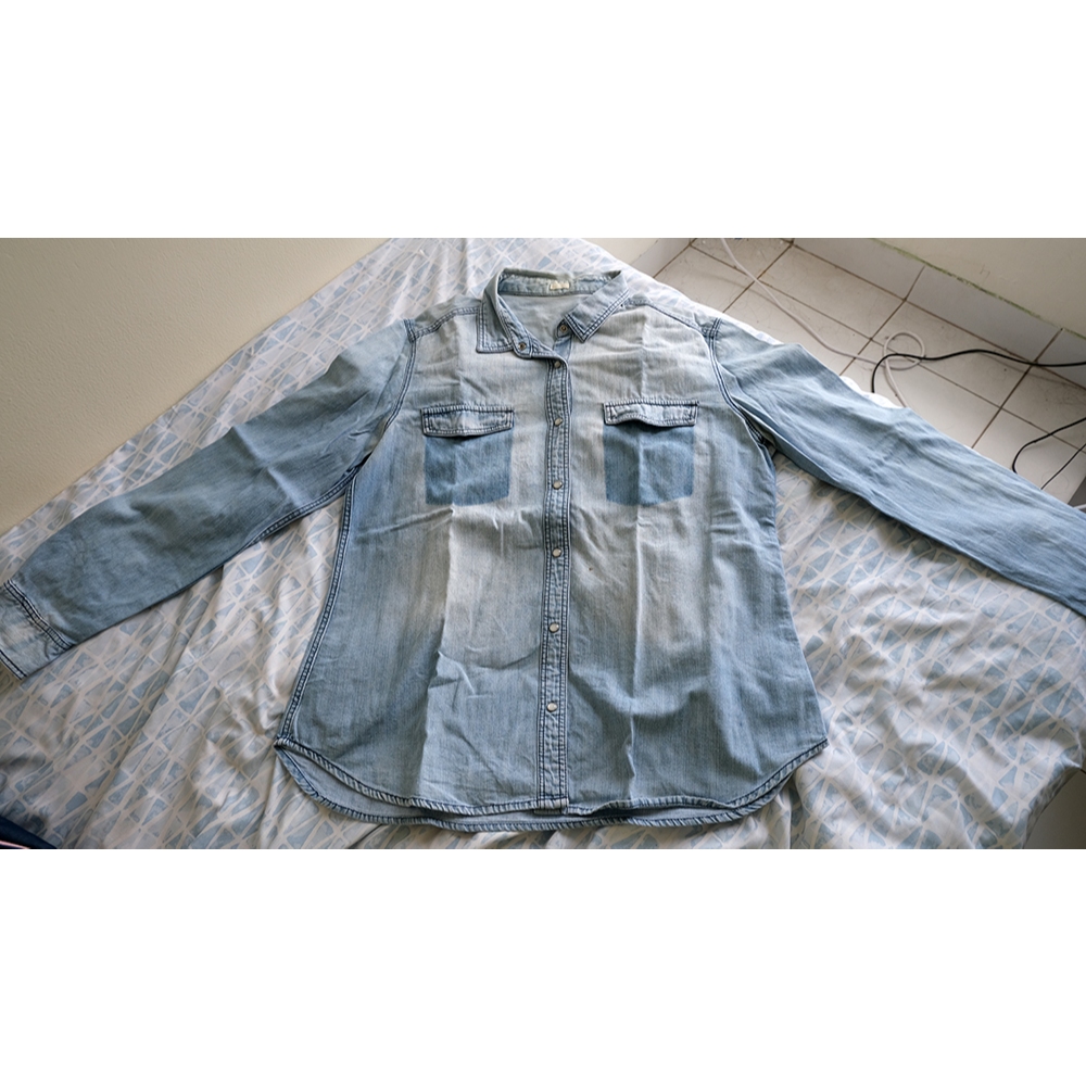 Kemeja Denim Lengan Panjang GU Original