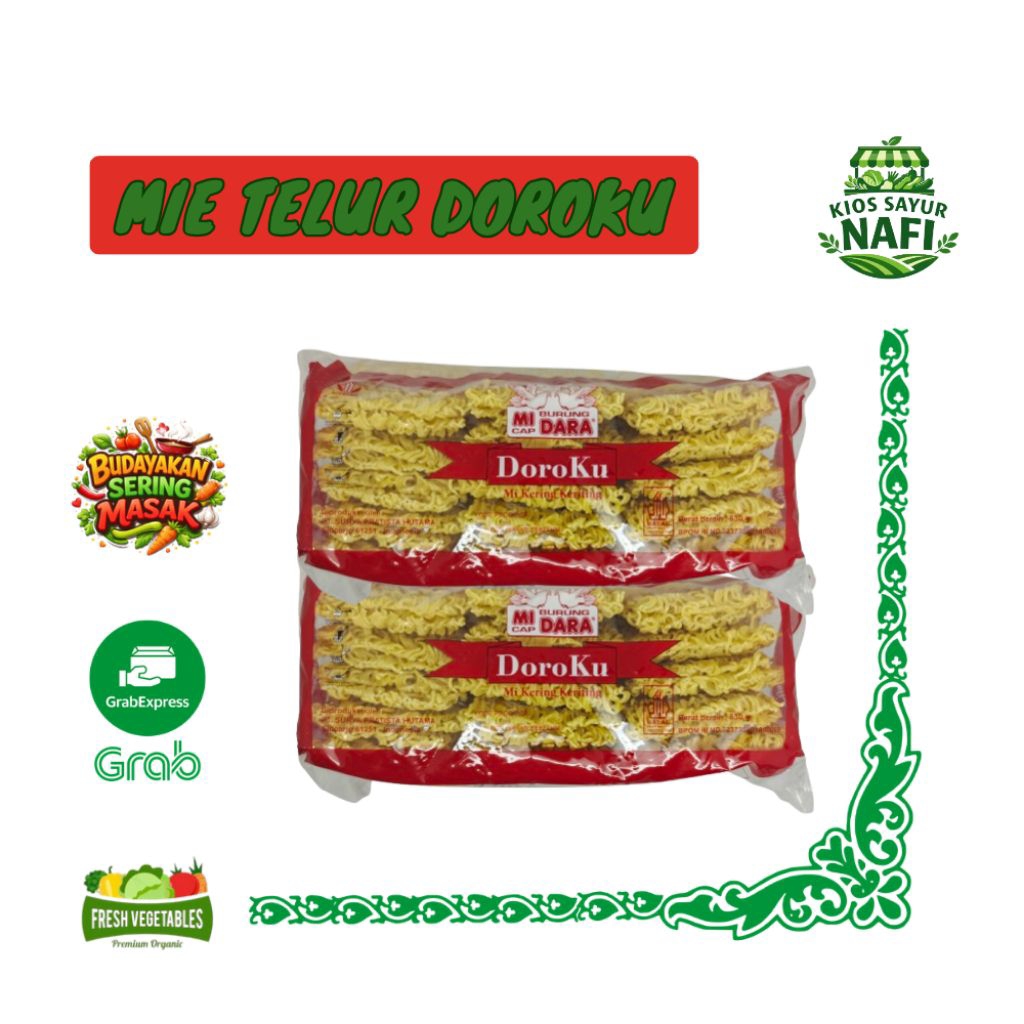 Mie Telur Doroku Cap Burung Dara 630g – Mie Kering Keriting Untuk Mie Ayam, Bakmi & Mie Goreng