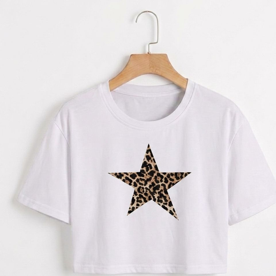 KAOS CROPTOP BINTANG LORENG BAJU STAR CROP TOP WANITA COMBET