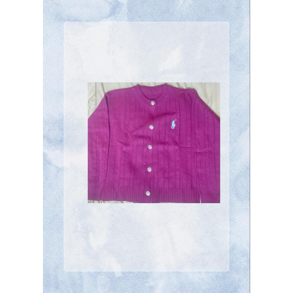 Cardigan Rajut Wanita Polo Ralph Lauren Motif Cable (pink fushsia)
