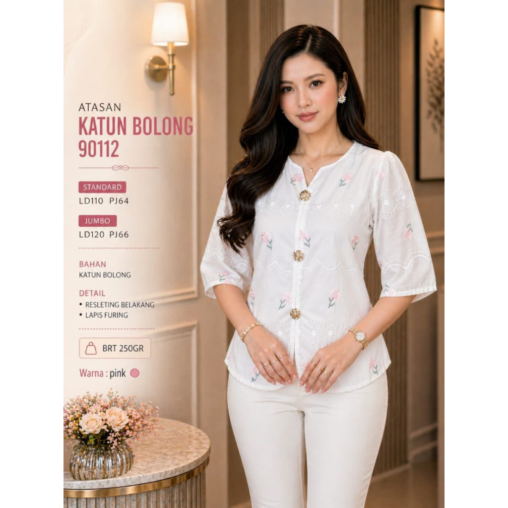 ATASAN WANITA DEWASA 90112 BAHAN KATUN BOLONG TERSEDIA UKURAN STANDAR DAN JUMBO
