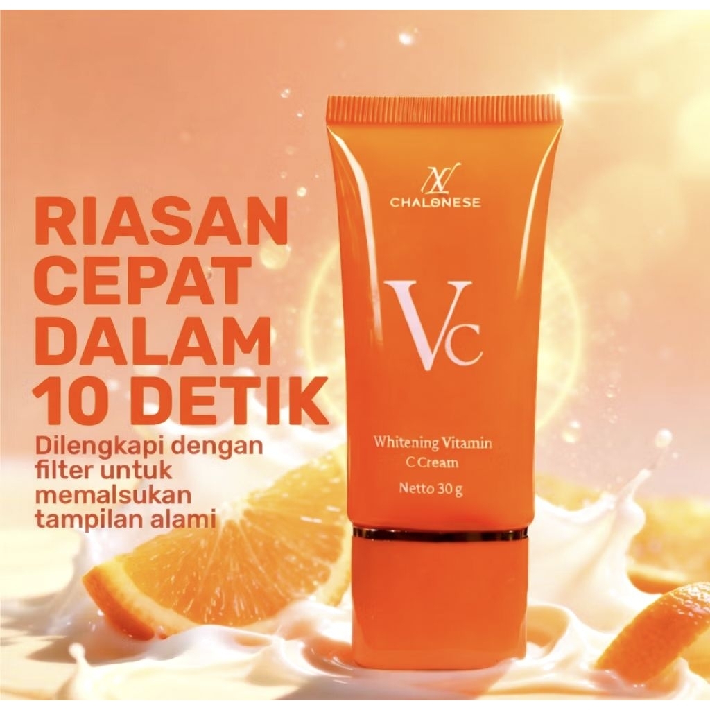 CHALONESE WHITENING VITAMIN C CREAM 30Gr tone up instant glowing mencerahkan bebas abu anti luntur