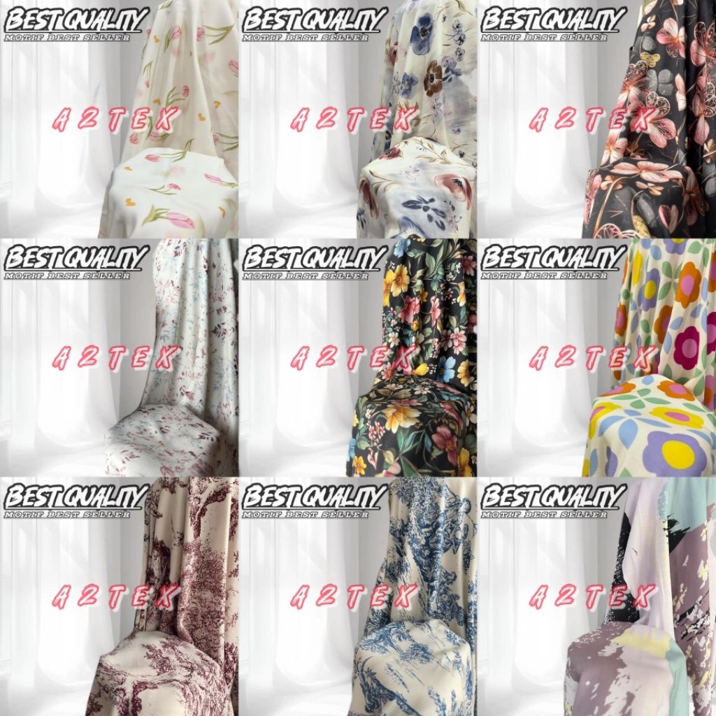 Kain katun rayon Viscose premium - Kain rayon motif floral ekslusif - Kain rayon original - Harga 0,