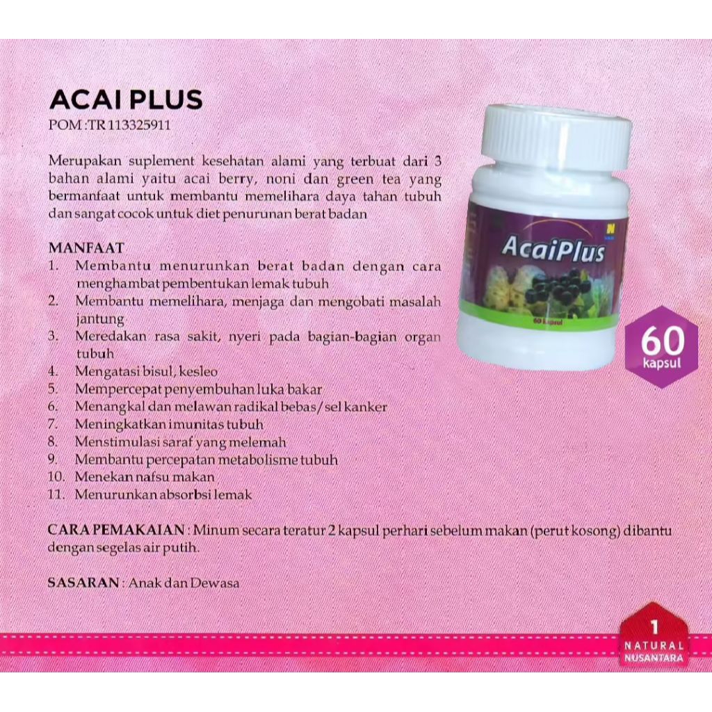 ACAIPLUS NASA ORIGINAL / penurun berat badan ACAIPLUS ORI / nasa pusat / acaiplus produk nasa / pela