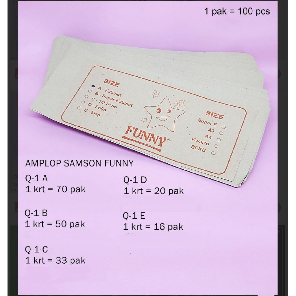 AMPLOP SAMSON FUNNY MODEL Q-1A Q-1B Q-1C Q-1D Q-1E