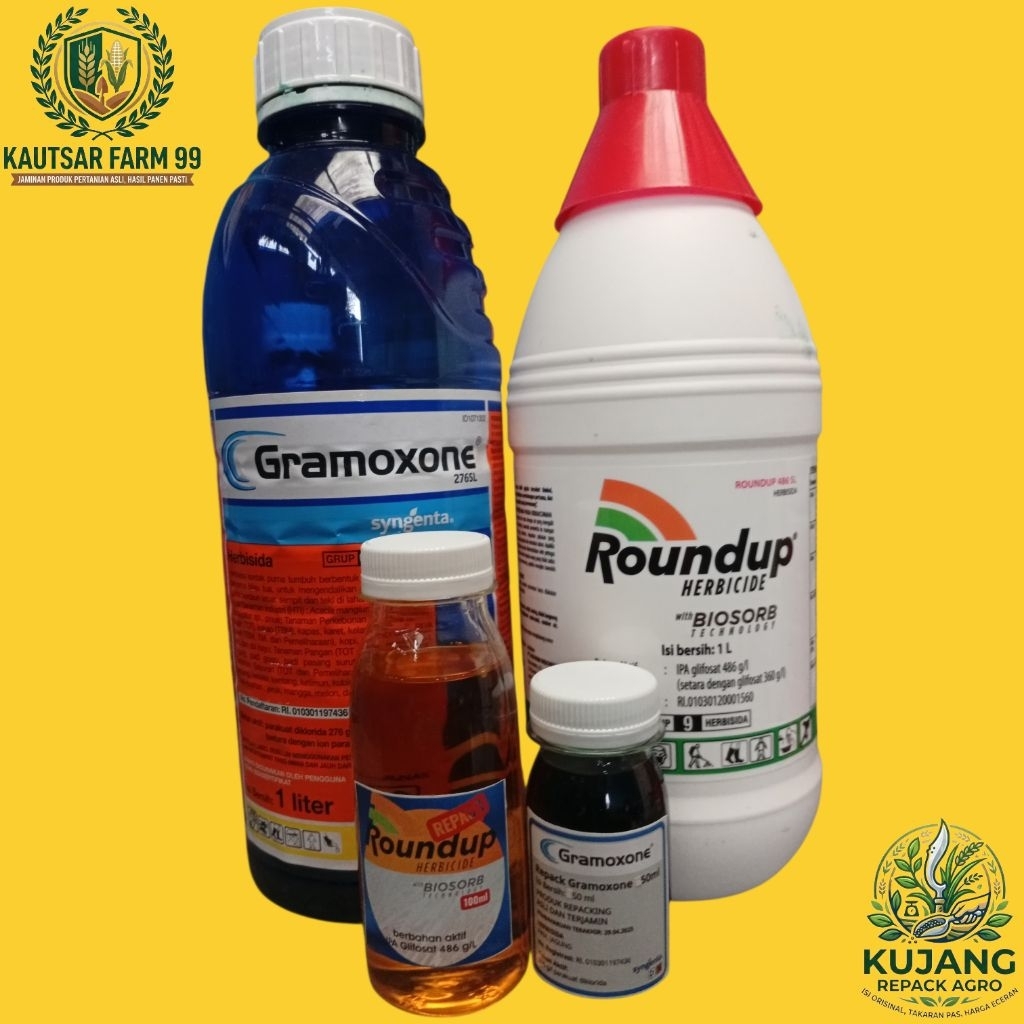 Paket Hemat Herbisida Roundup 100ml & Gramoxone 50ml repack 100% ORIGINAL - Ampuh Basmi Rumput Ke Ak
