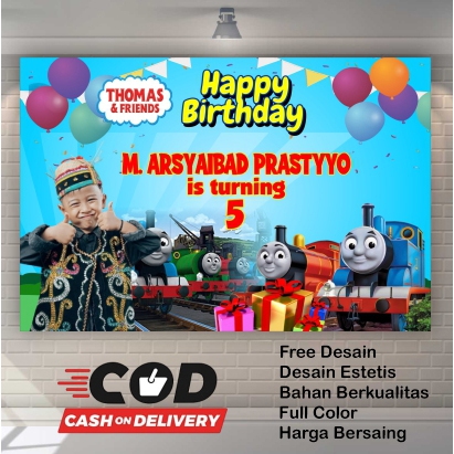 BELANJA HEMAT  spanduk banner ulang tahun anak doremon 2x1m bisa Bayar COD