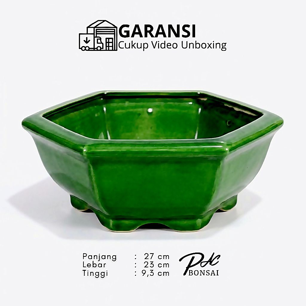 Pot Keramik Bonsai | Sukulen | Kaktus | Bunga Segi Enam L