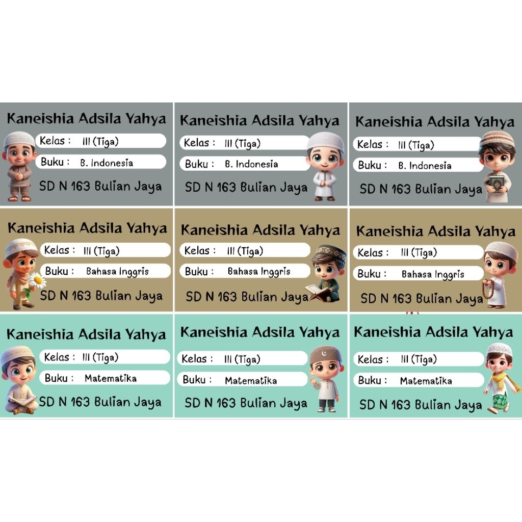 Stiker nama buku/Anak cowok muslim