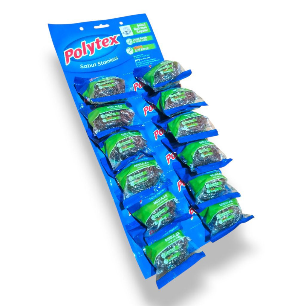 Paket 1 lusin Sabut Polytex Stainless untuk mencuci piring @ 15 gram