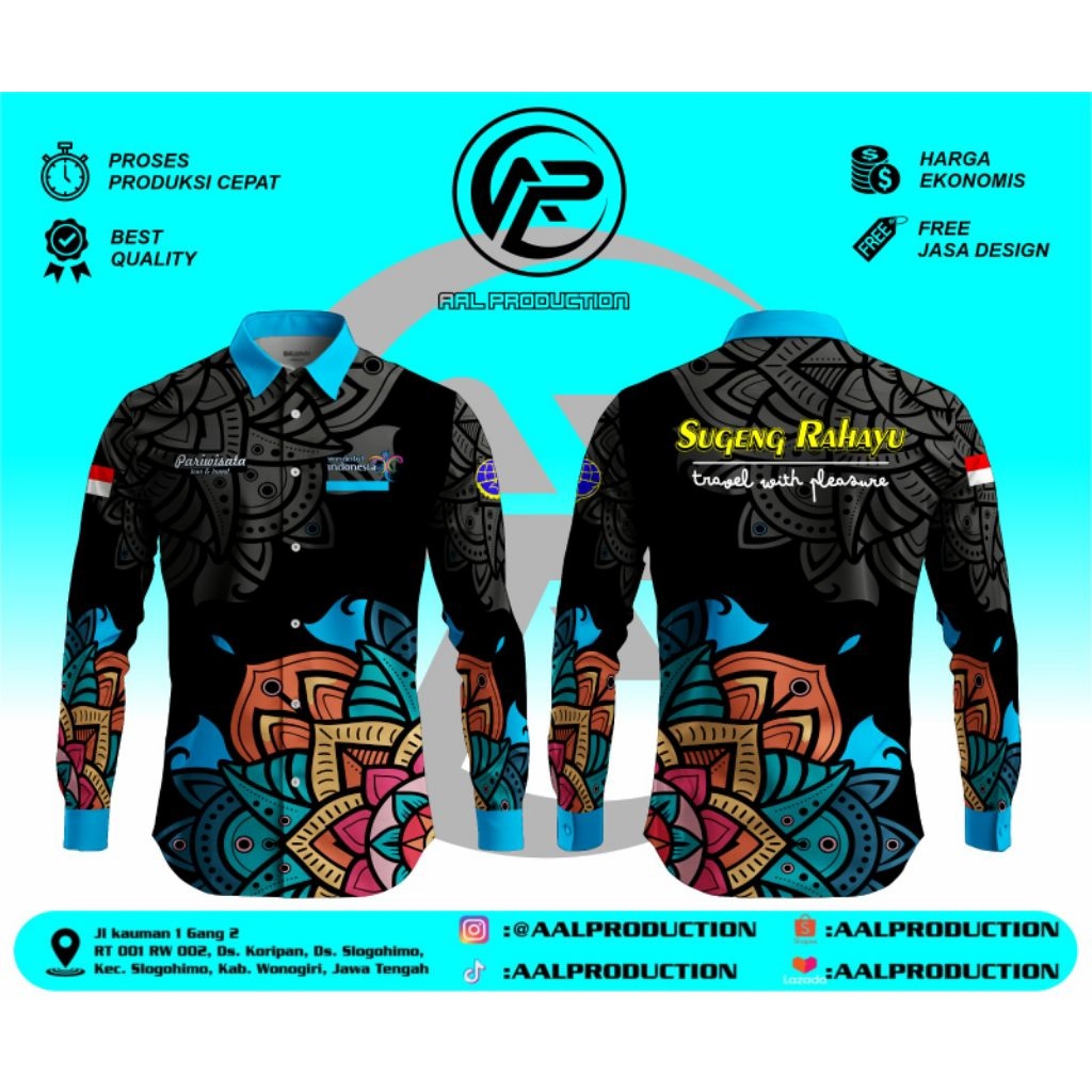 KEMEJA BATIK PERINTING SUGENG RAHAYU BEBAS CUSTOM NAMA DAN DESAIN