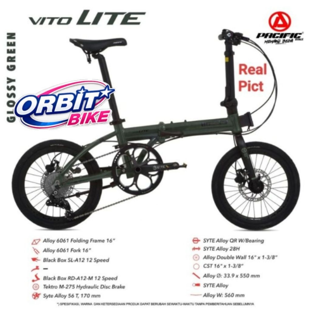 Sepeda Lipat 16 PACIFIC VITO LITE FOLDING BIKE PACIFIC MURAH