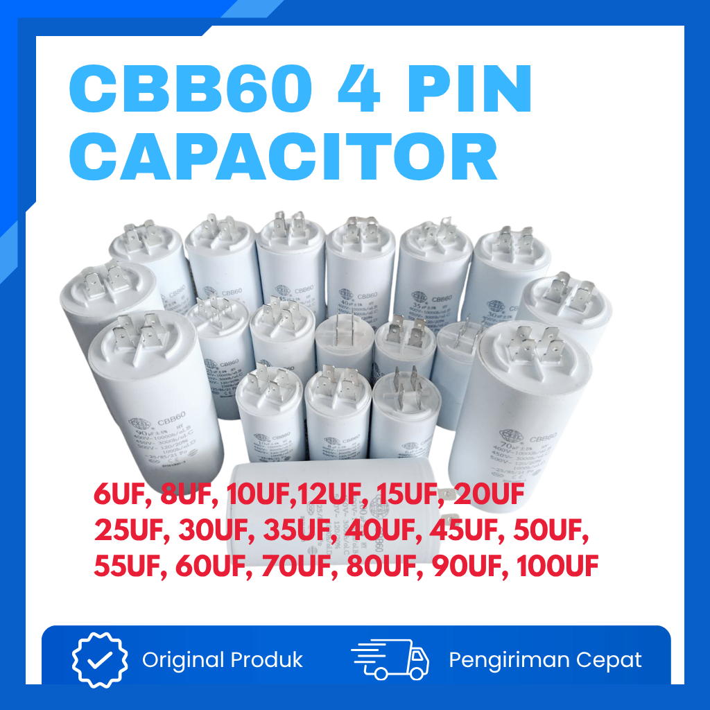 Kapasitor Pompa Air CBB60 Capacitor Motor 6UF 10UF 18UF 20UF 30UF 50UF