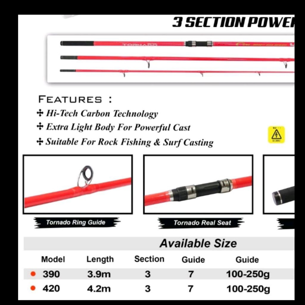 joran tornado colmic surf 390 420 joran surf sambung III composite