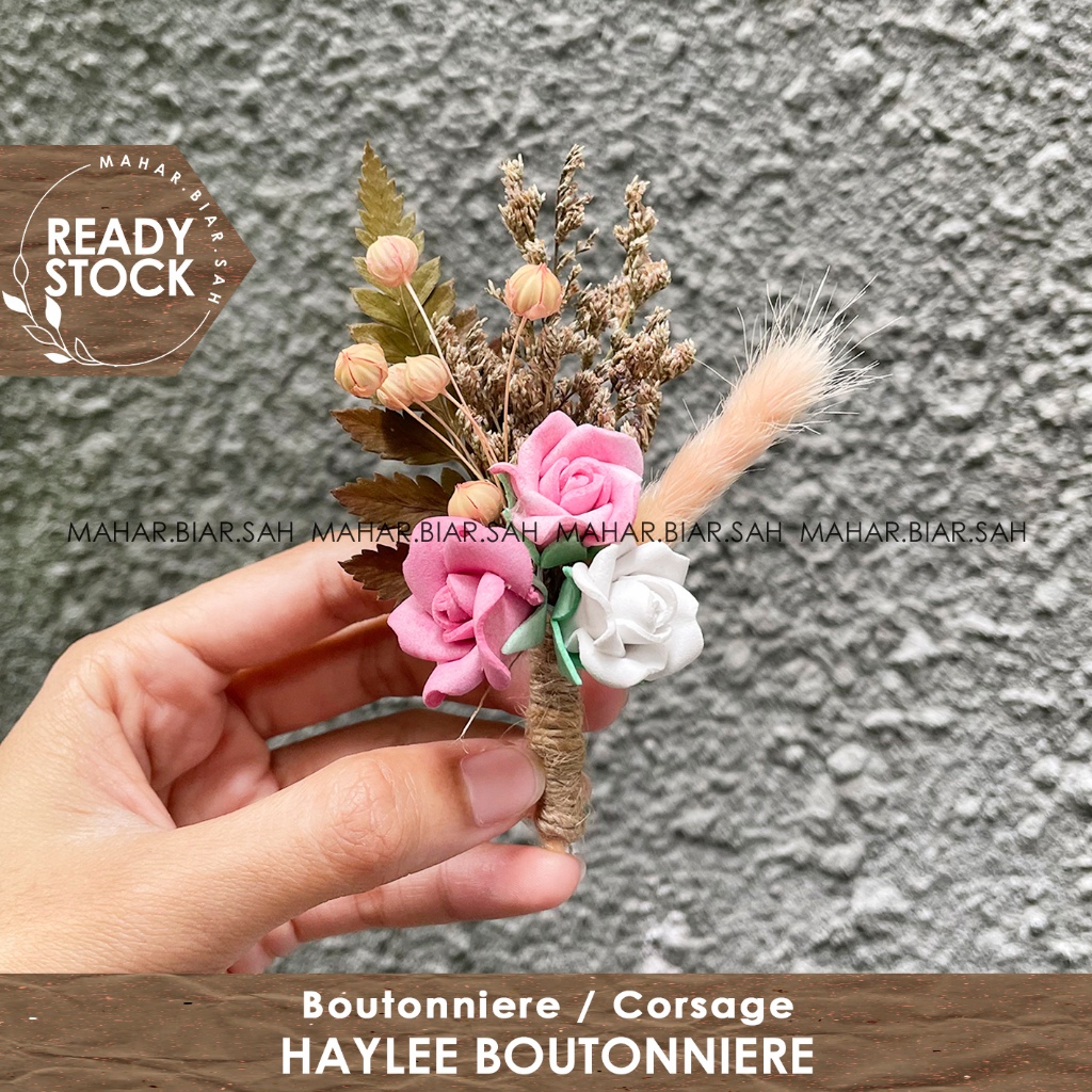 RS HAYLEE PINK Boutonniere / bros bunga kering / bunga jas / bros bunga jas / dried flowers