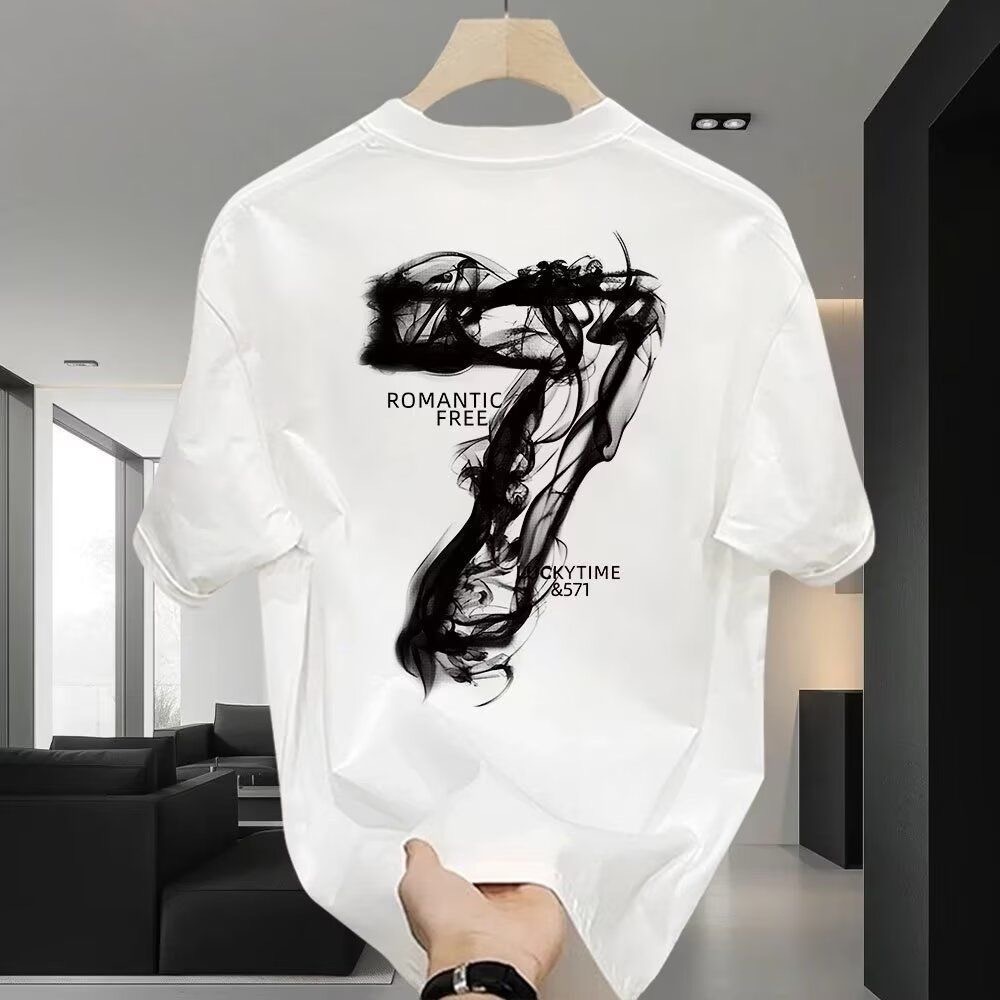 LAUT Kaos Oversize Putih Hitam Motif Angka 7 Tinta Premium Viral
