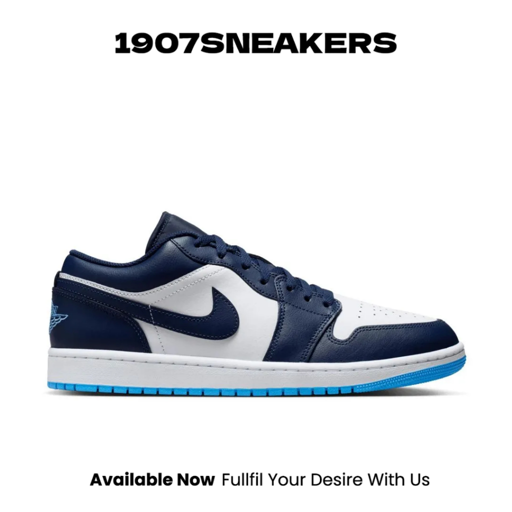 Sepatu Sneakers Pria Nike Air Jordan 1 Low - Midnight Navy/University Blue-White NIK553558404