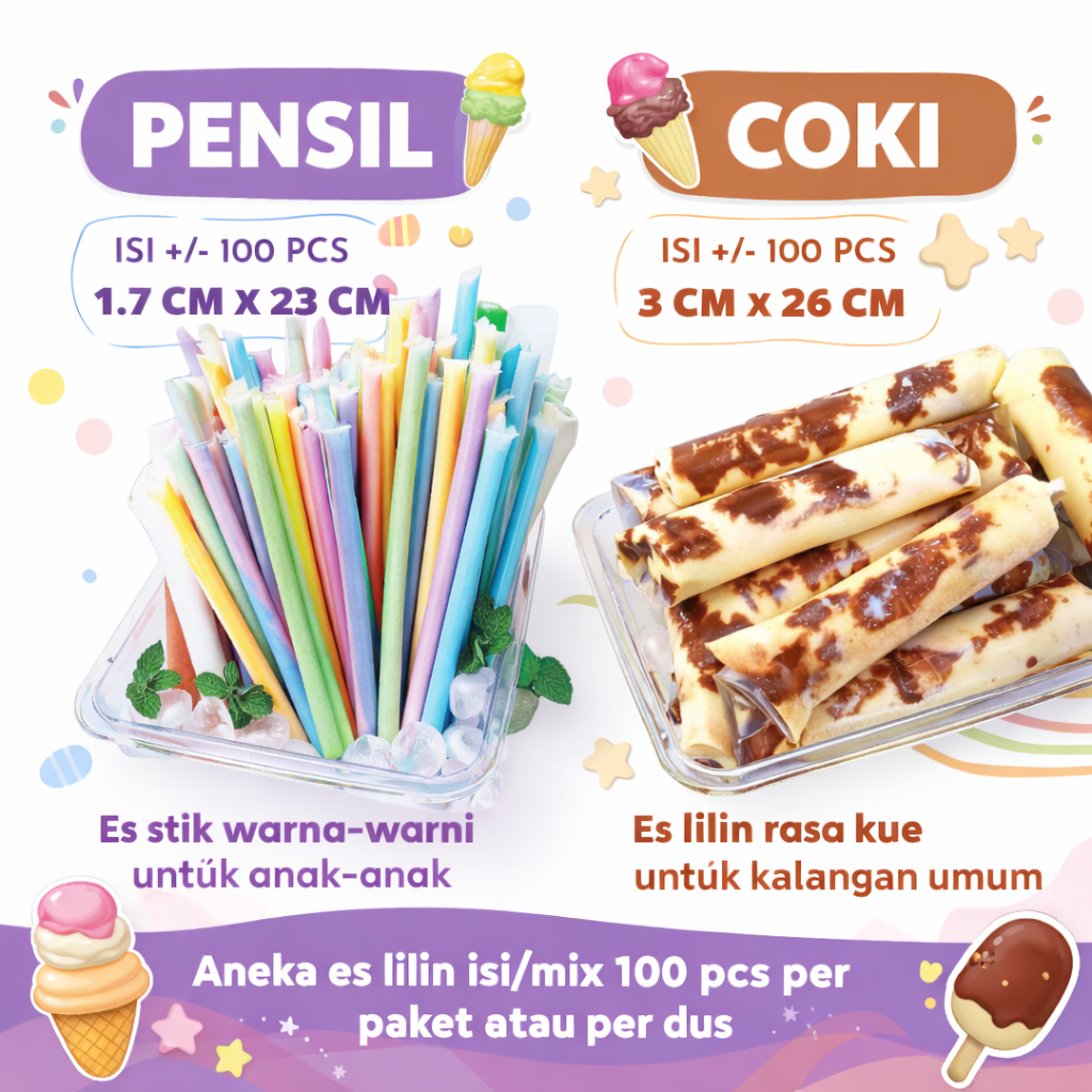 250 Gram Plastik Es Panjang Plastik Es Karakter  Plastik Es Lilin Pensil Kemasan Coki Coki Kemasan E