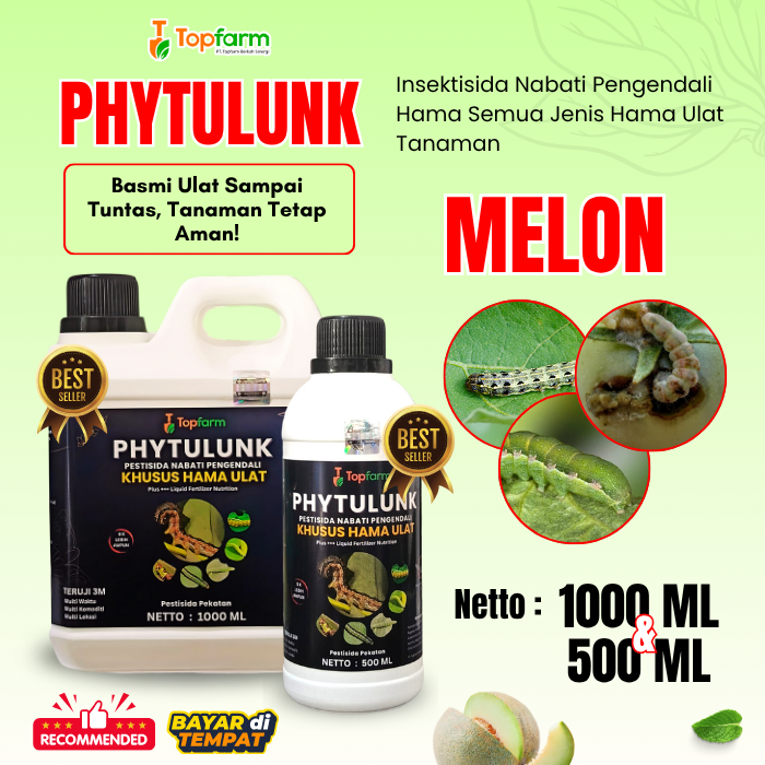 Pestisida Hama Ulat Daun Melon / Obat Semprot Hama Tanaman Melon / Obat Ulat Topfarm / Obat Ulat Dau