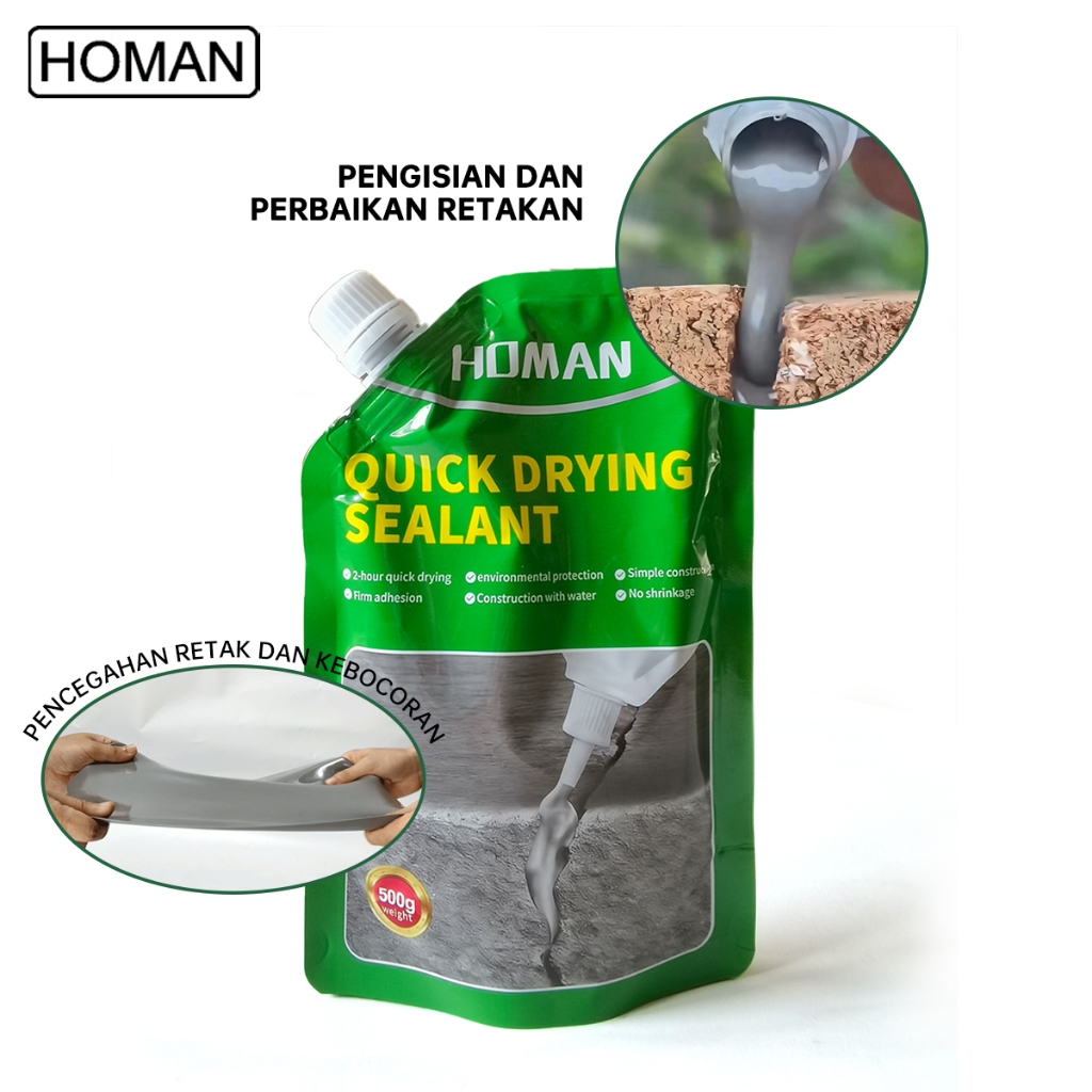 HOMAN 500ml Perekat Retakan Dinding, Atap, Tanah - Elastis, Daya Rekat Kuat Dapat Memperbaiki Berbag