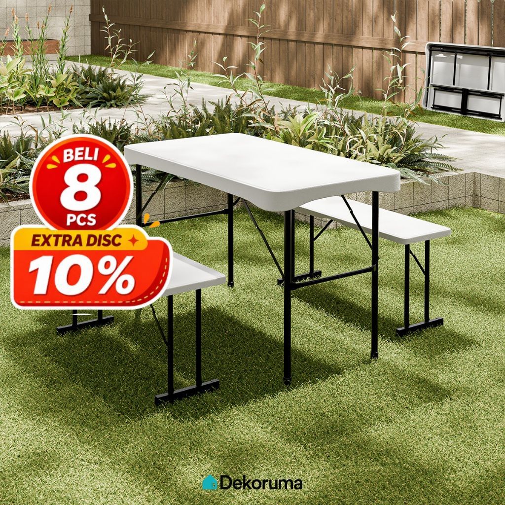 Dekoruma CLIV Set Meja dan Kursi Lipat Serbaguna / Folding Table and Chair / Meja Kursi Piknik Plast