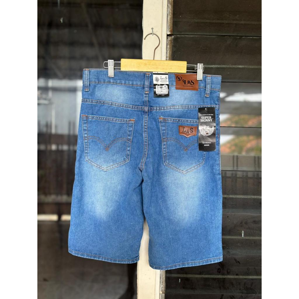 Celana pendek pria jeans pendek bawah lutut