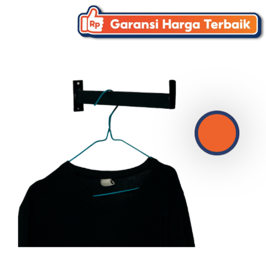 Gantungan Baju Dinding Besi Hollow – Rak Baju Hitam Anti Karat Panjang 40 cm Kapasitas 15 kg