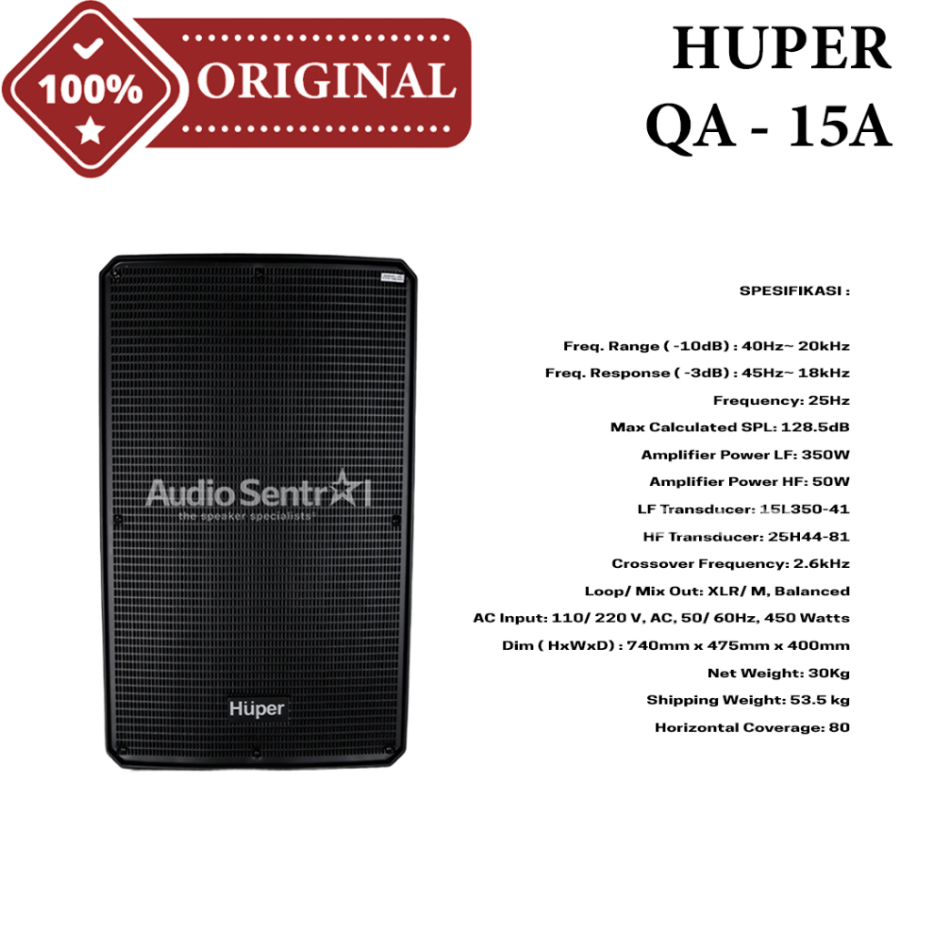 Speaker Aktif 15 Inch HUPER QA15A | QA15 A | QA 15 A Original Harga 1 Unit