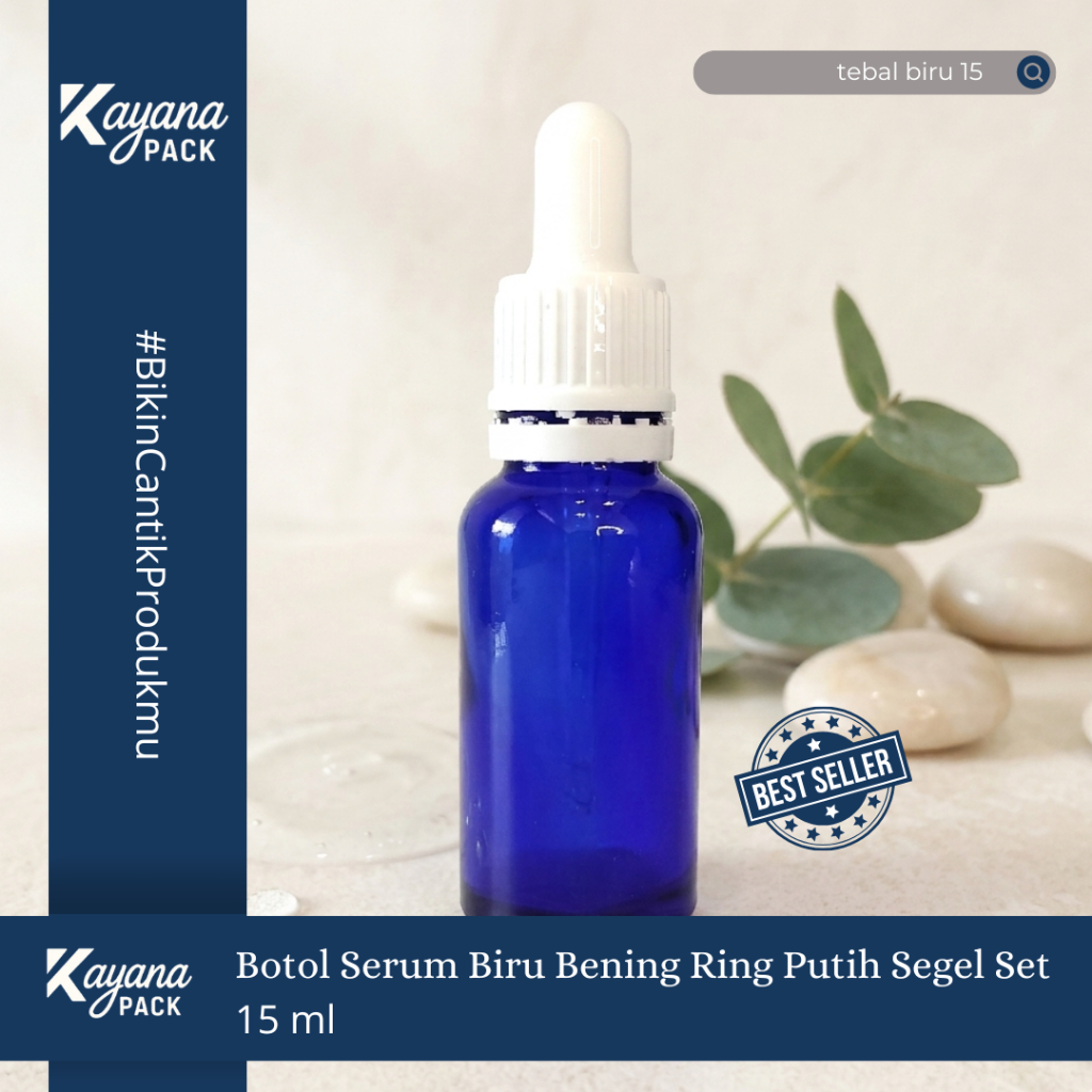 BOTOL PIPET TETES SERUM TEBAL BIRU 15ML RING PUTIH SEGEL/  BOTOL TEBAL BIRU 15 ML (TEBAL BIRU 15))