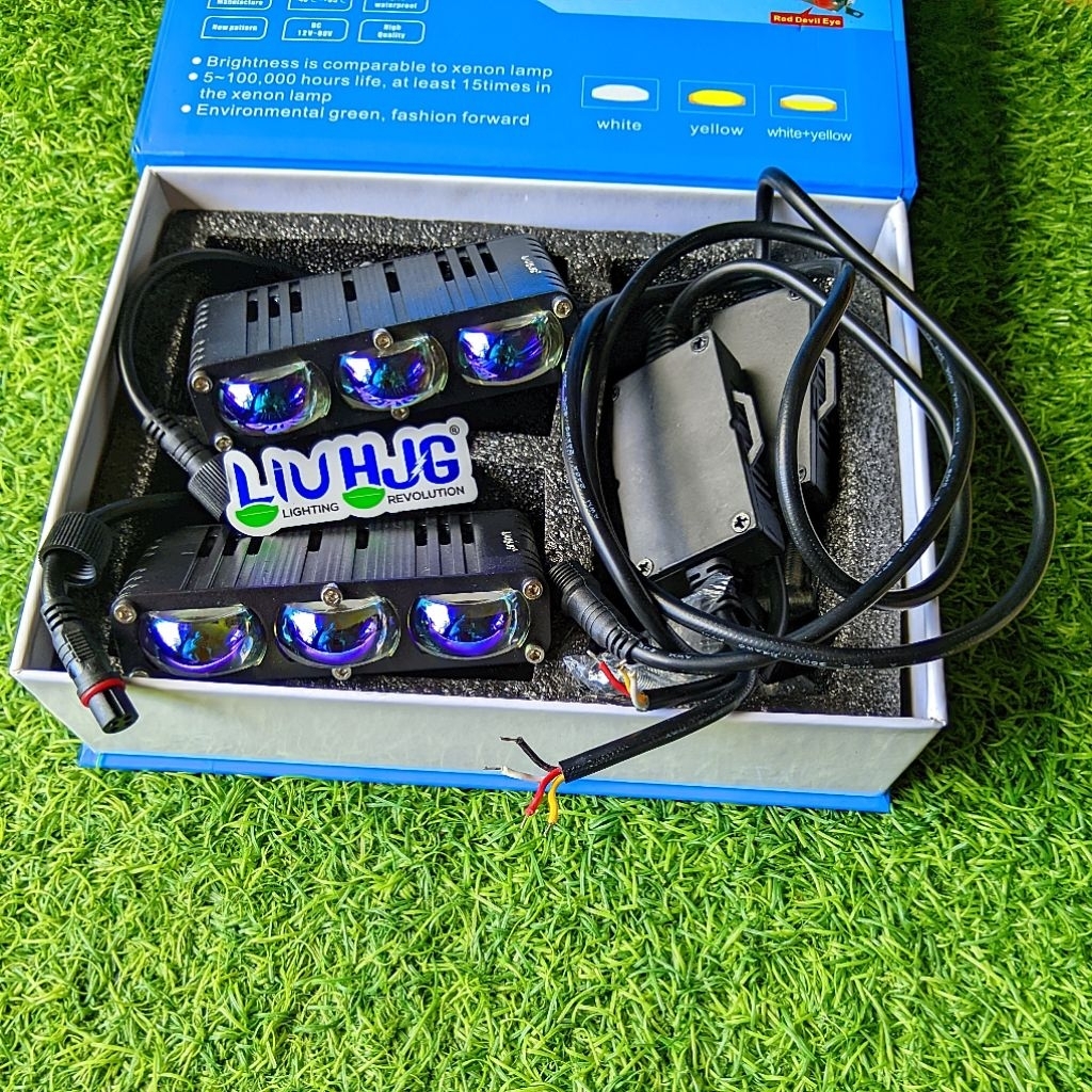 Mini Laser Slim HJG 3 Mata Devil Eye Lampu Tembak Slim HJG Waterproof Purple Lens