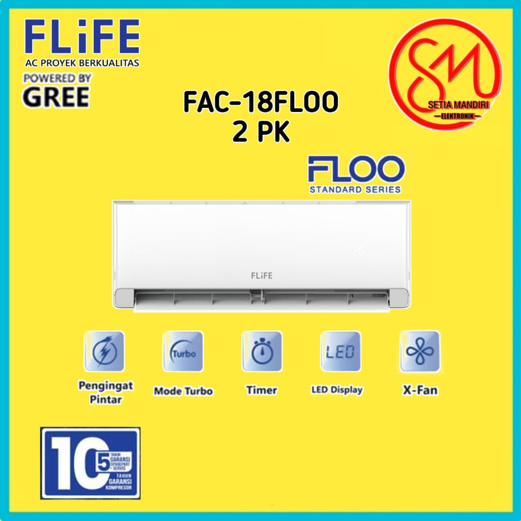FLIFE by GREE AC 2 PK Standard - Turbo Mode - LED Display - Smart Cleaner - Model FAC-18FLOO