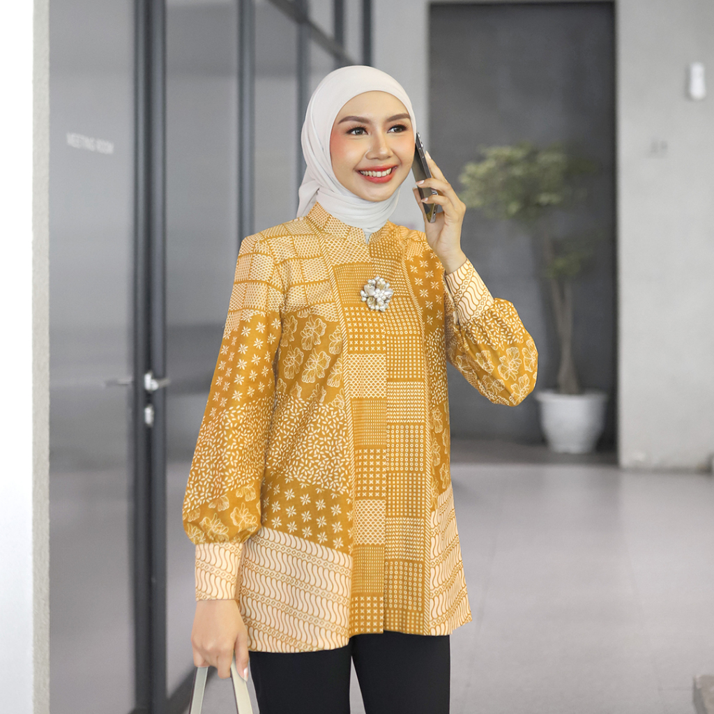 WENING Blouse Batik Wanita Modern Batik Kerja Kantor Wanita