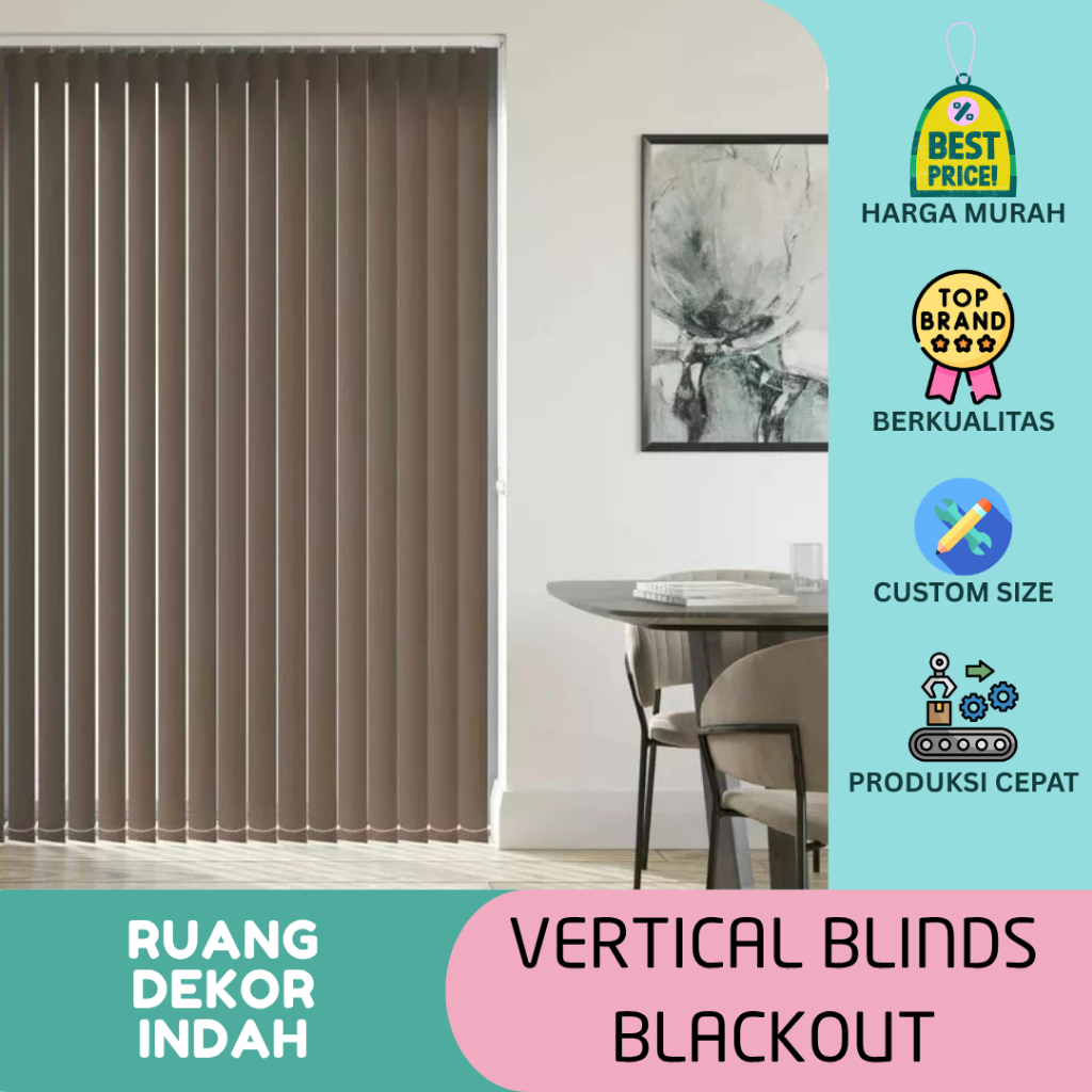 Tirai Jendela Blackout Blok Cahaya 100% Vertical Blind Blackout 100%